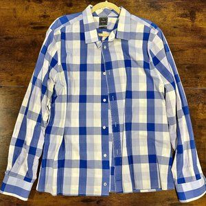 Gap X-Large Slim Fit Long Sleeve Button Down Dress Shirt Non-Iron blue white